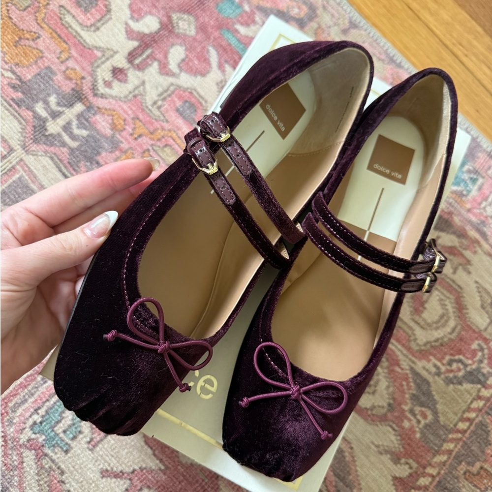 Dolce Vita Gibsen Deep Burgundy Velvet Ballet Flats - Picture 3 of 4